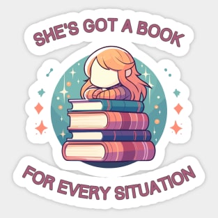 Kawaii Shes got a book for every situation Sticker
